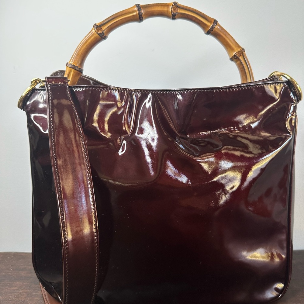 Gucci Bamboo 1947 2way crossbody/hand Patent Leather bag